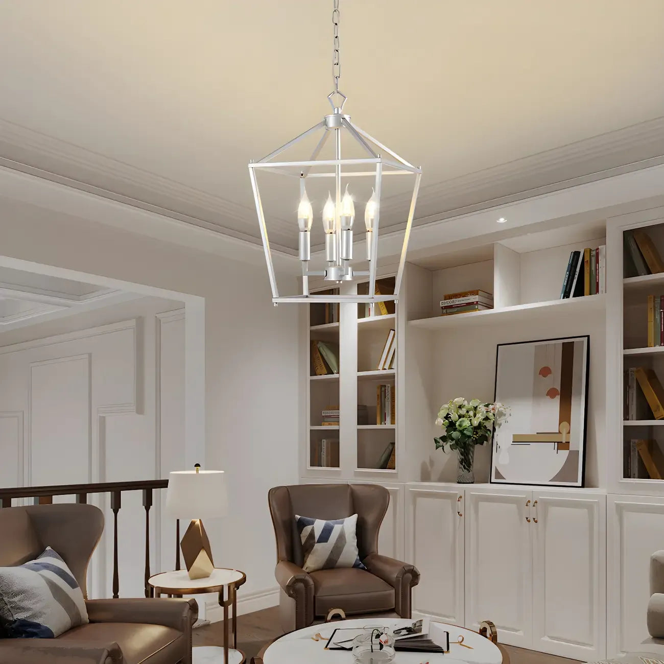 Lanterne industrielle réglable en métal avec cage pour bougies