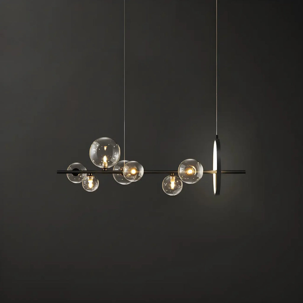 Globe lumineux artistique en verre noir pour île
