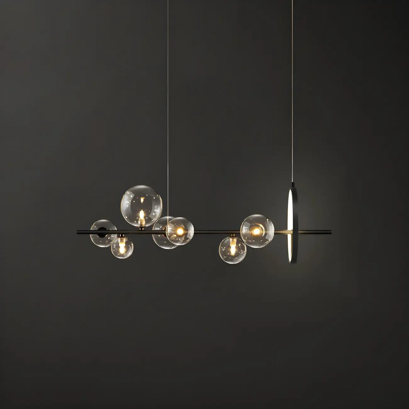 Globe lumineux artistique en verre noir pour île