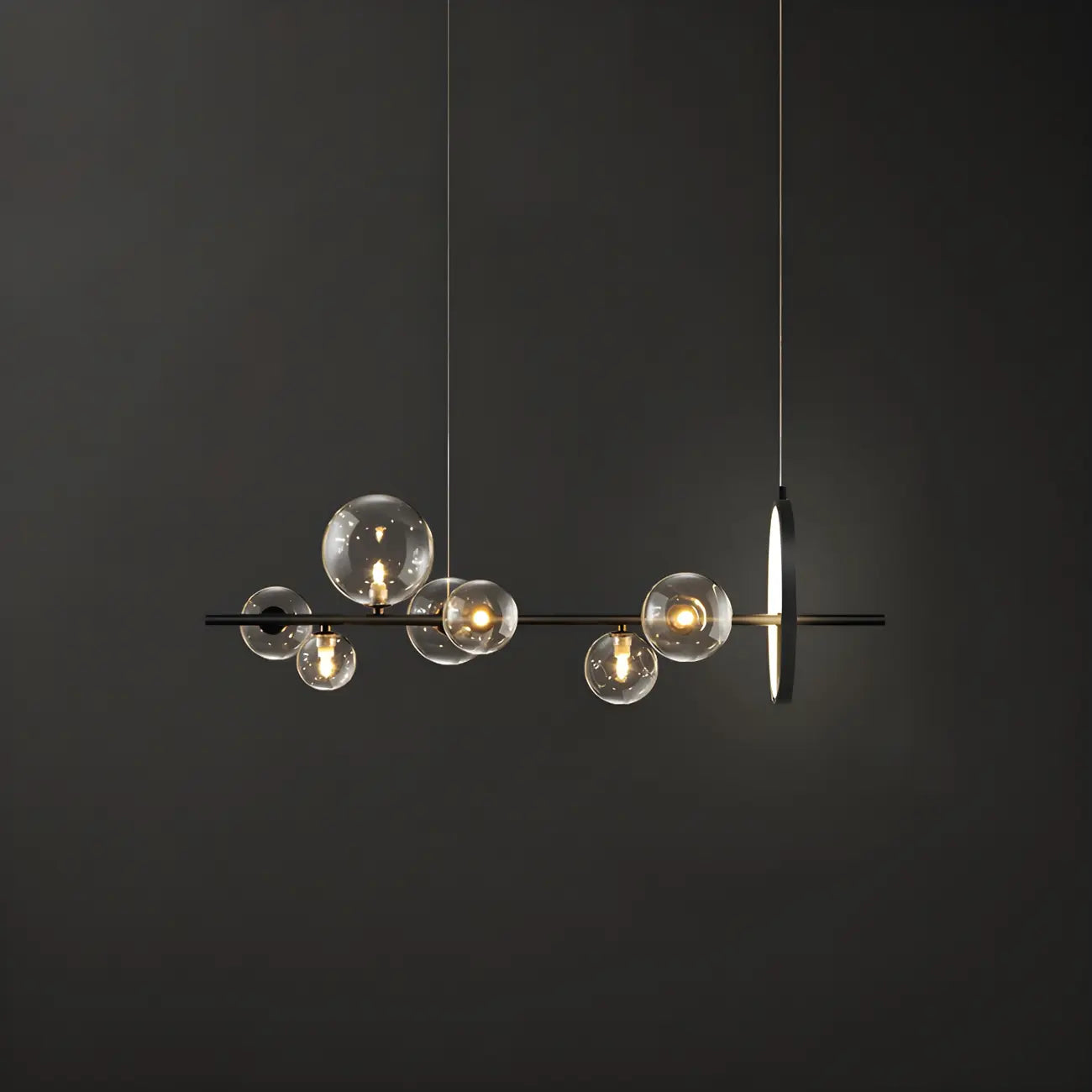 Globe lumineux artistique en verre noir pour île