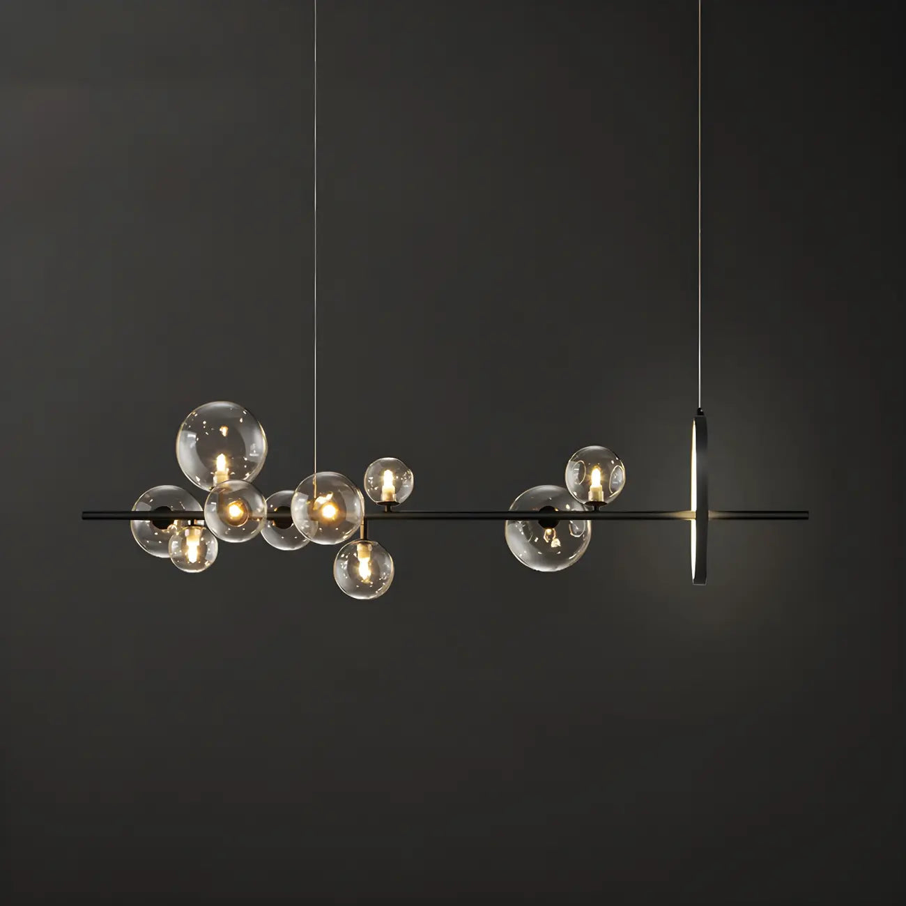 Globe lumineux artistique en verre noir pour île