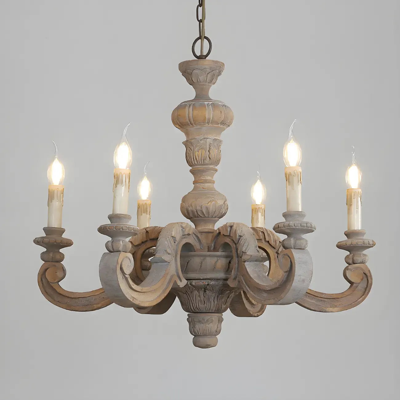 Lustre vintage en bois gris style rustique