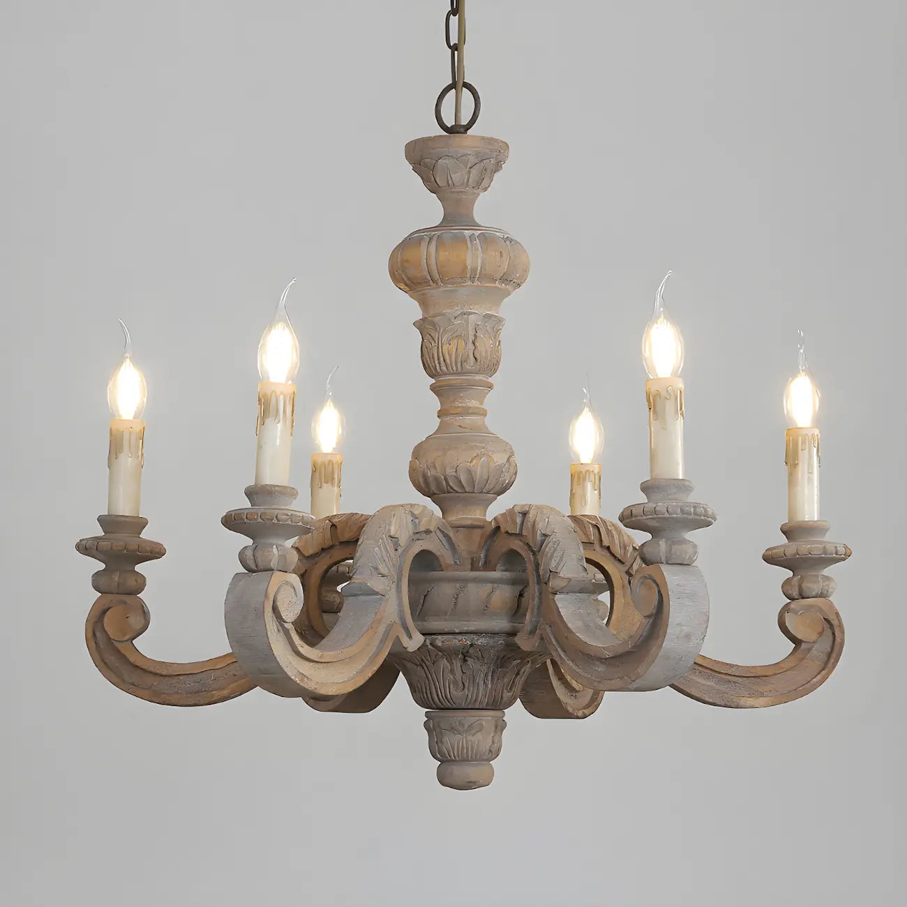 Lustre vintage en bois gris style rustique
