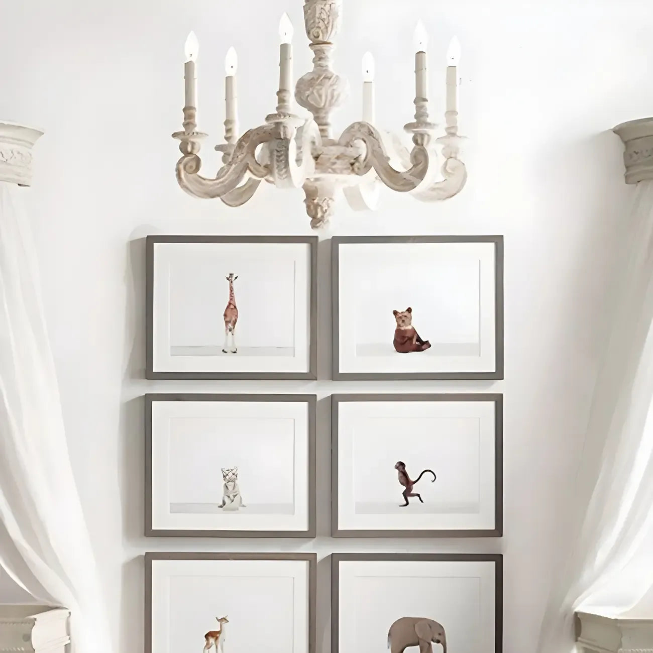 Lustre vintage en bois gris style rustique