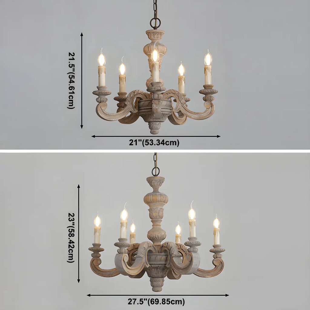 Lustre vintage en bois gris style rustique