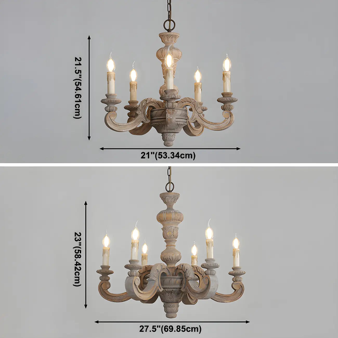 Lustre vintage en bois gris style rustique