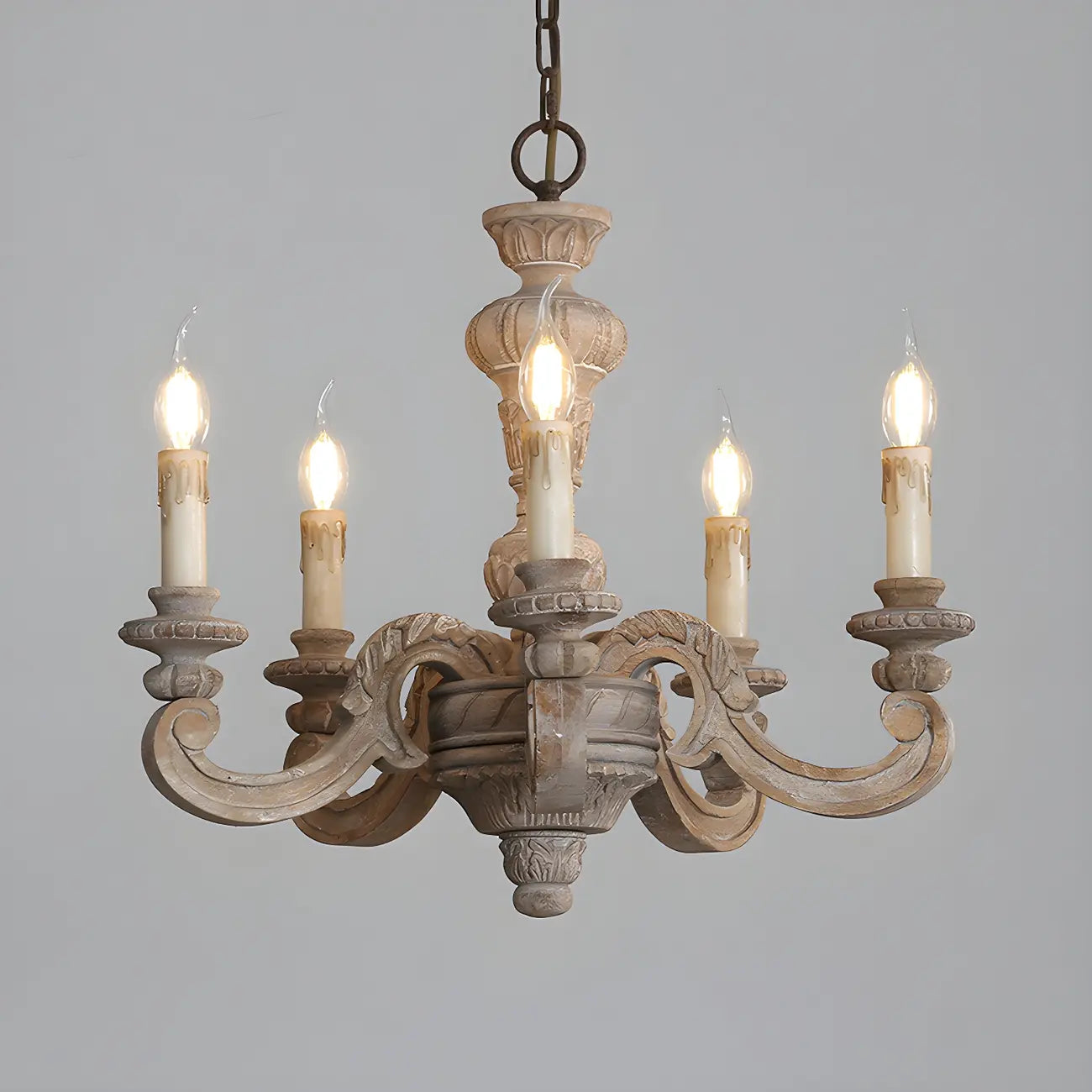 Lustre vintage en bois gris style rustique
