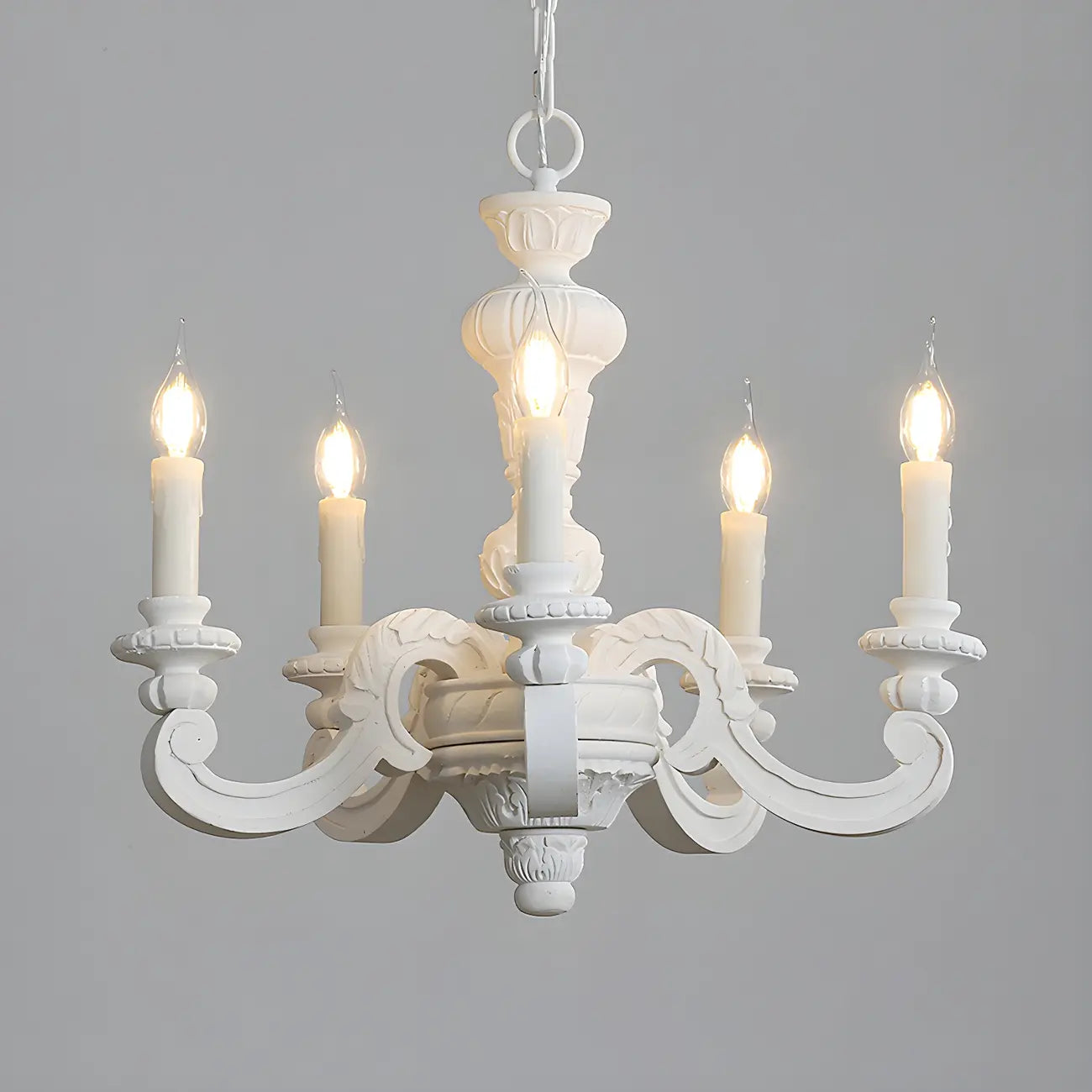 Lustre vintage en bois gris style rustique