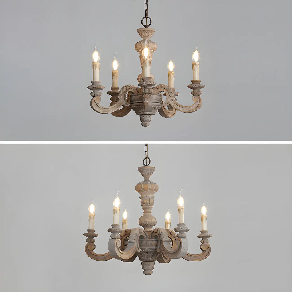 Lustre vintage en bois gris style rustique