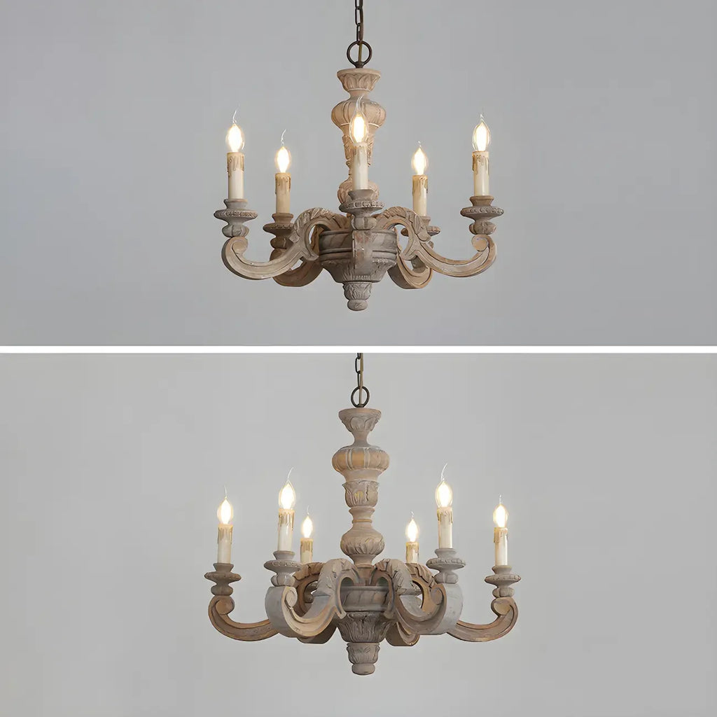 Lustre vintage en bois gris style rustique