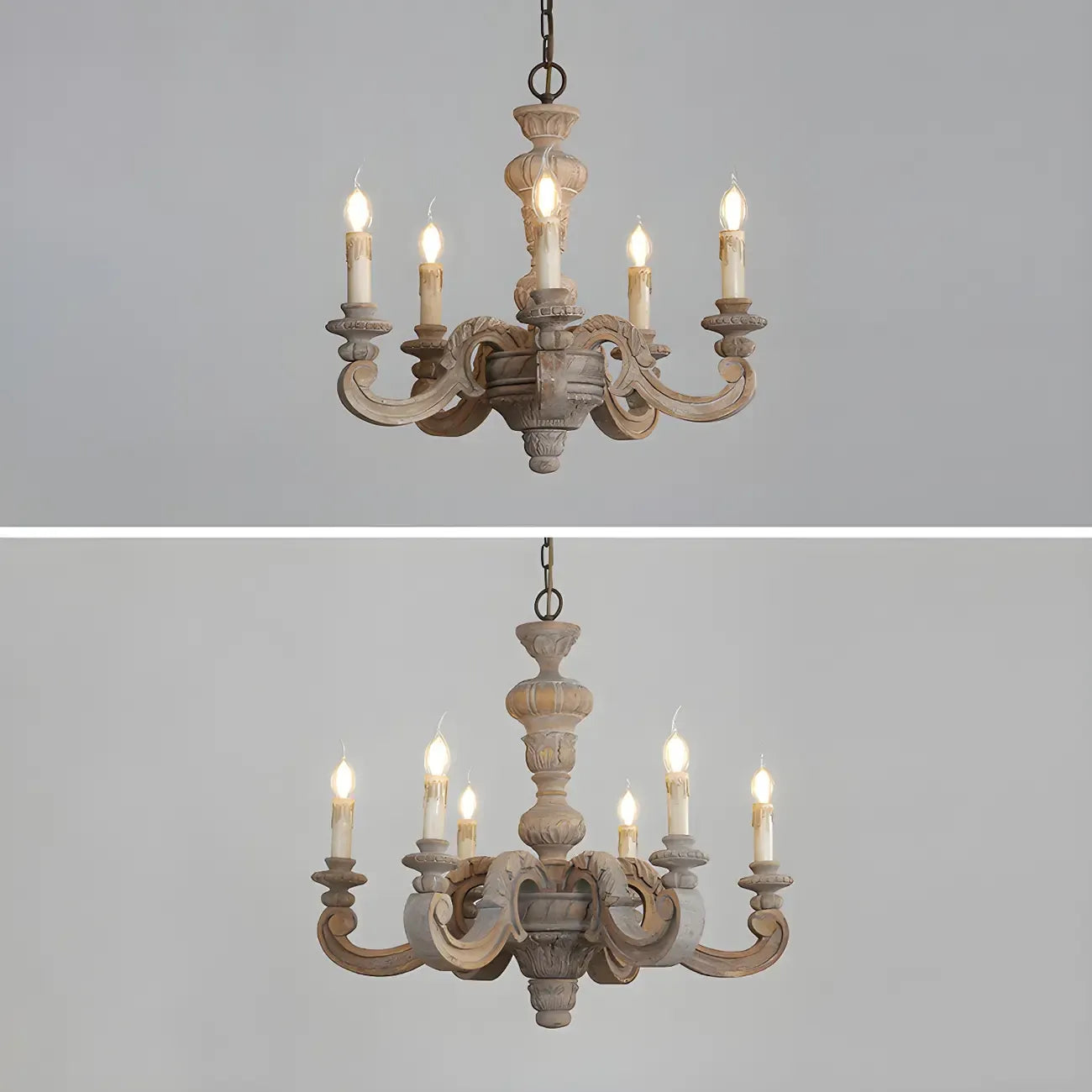 Lustre vintage en bois gris style rustique