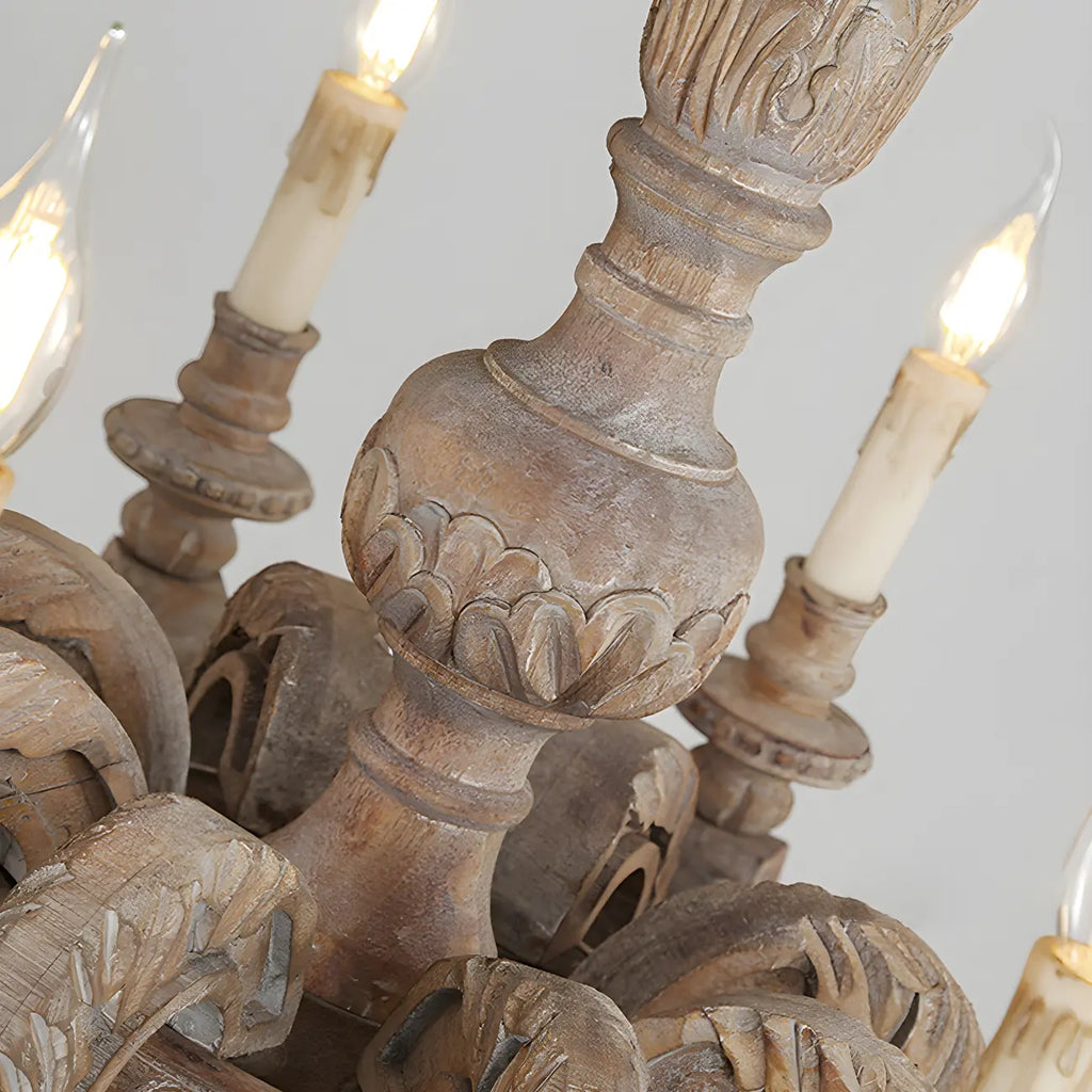 Lustre vintage en bois gris style rustique