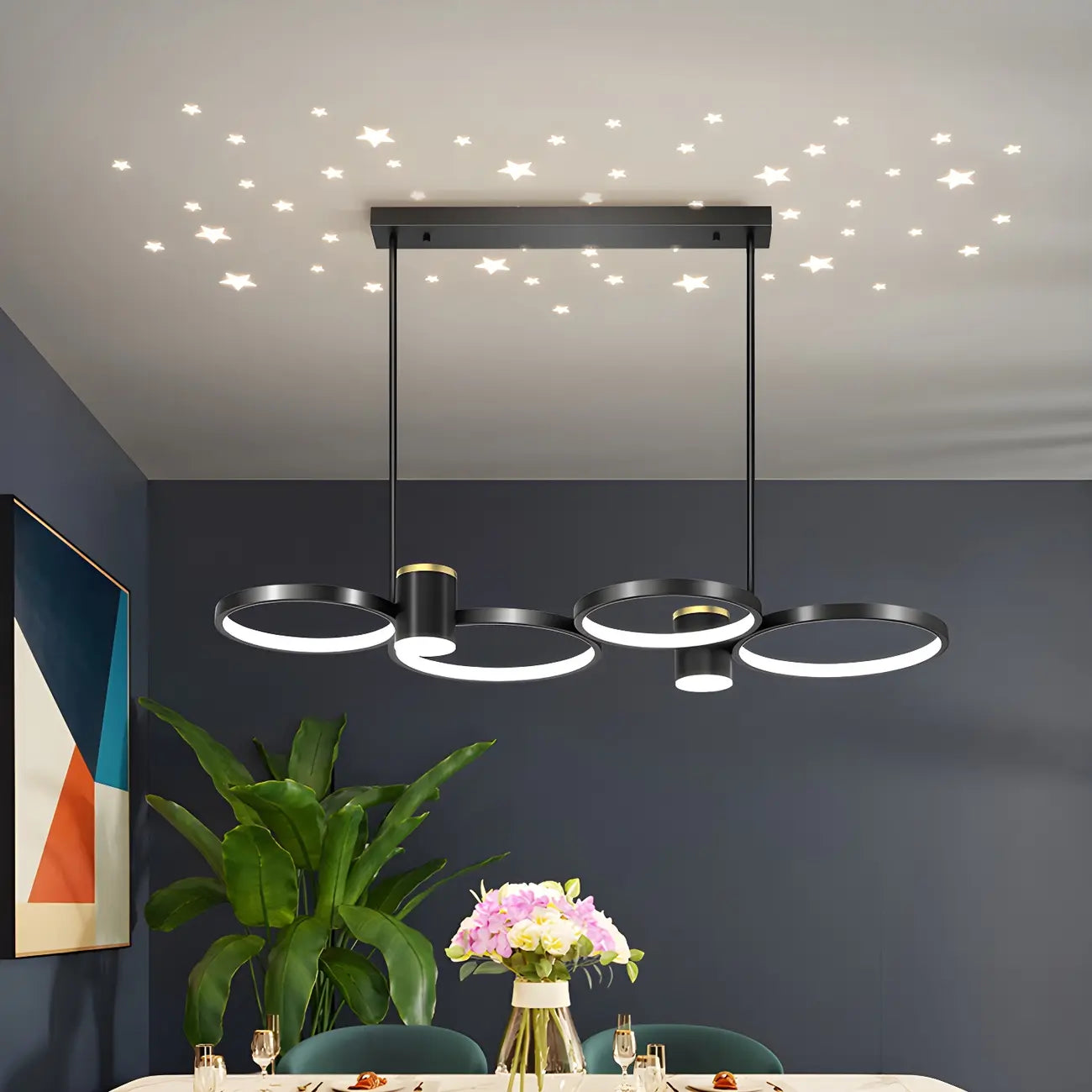 Suspension moderne à anneau noir avec variateur