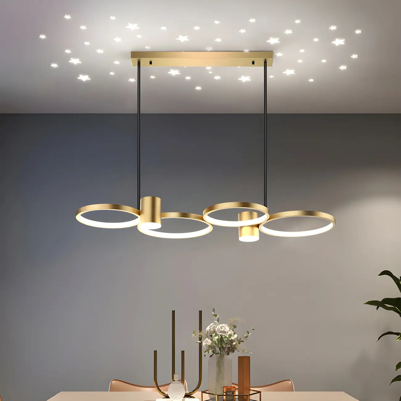 Suspension moderne à anneau noir avec variateur