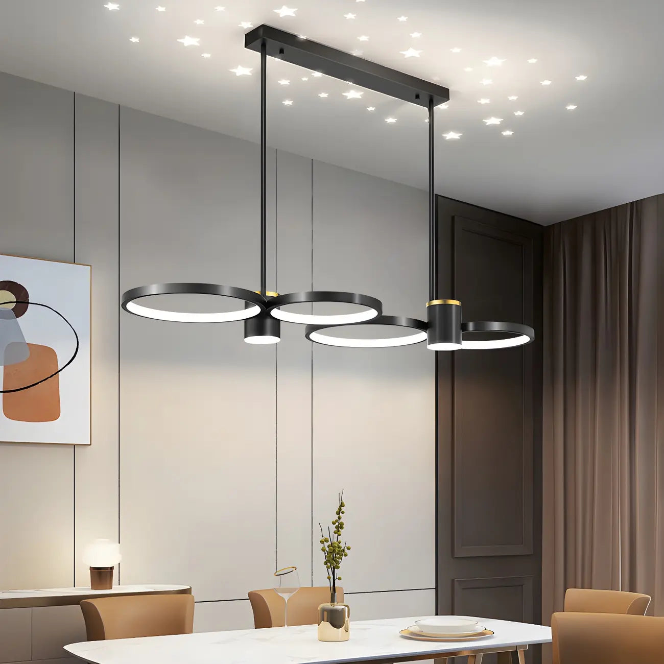 Suspension moderne à anneau noir avec variateur