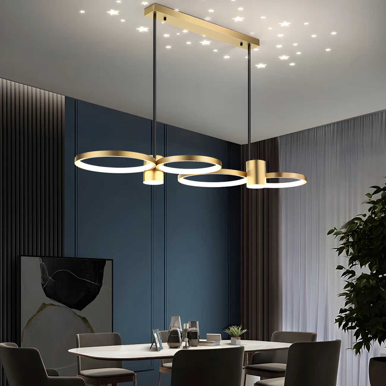 Suspension moderne à anneau noir avec variateur