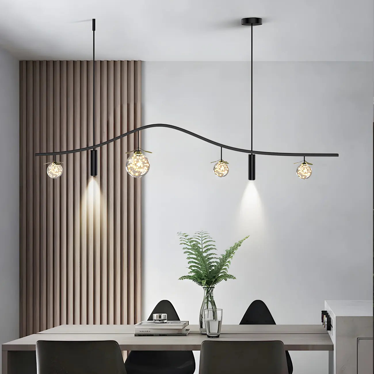 Suspension moderne et élégante à 6 lumières pour îlot de cuisine