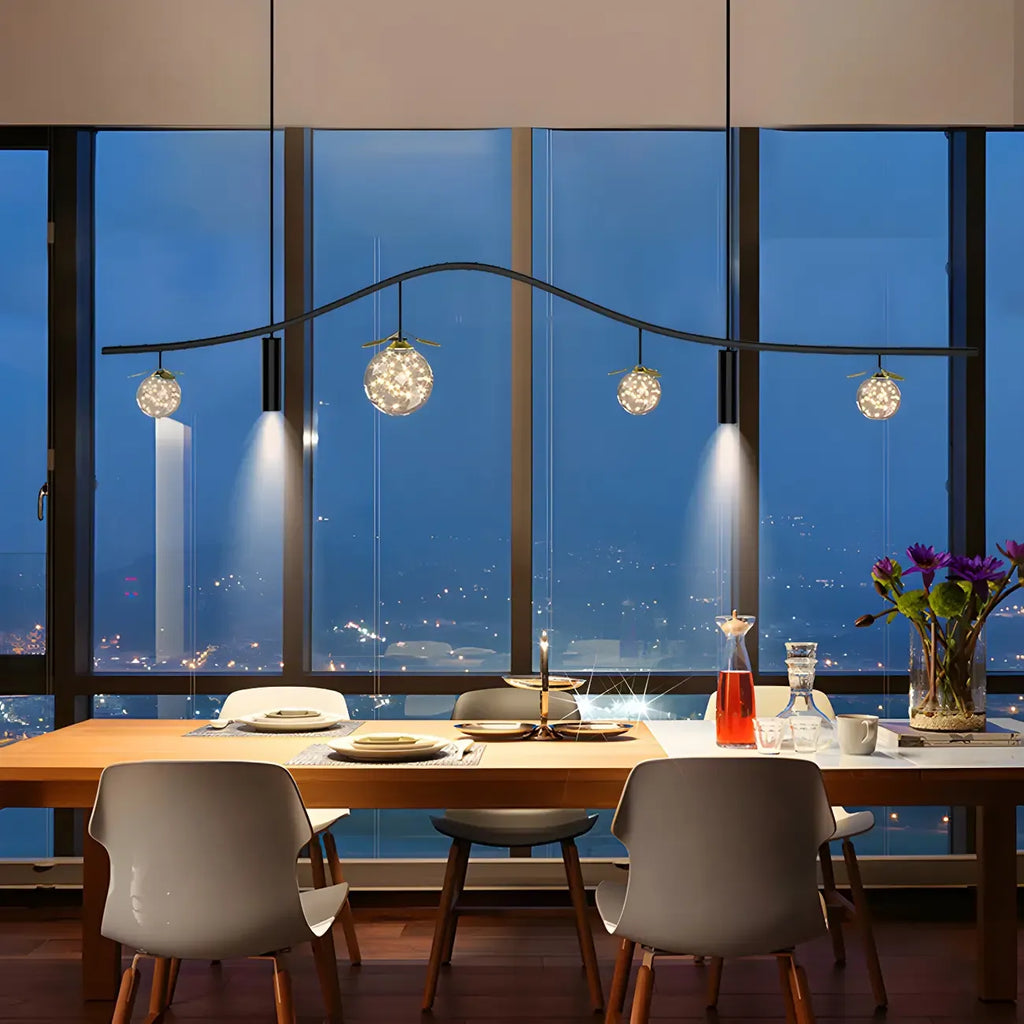 Suspension moderne et élégante à 6 lumières pour îlot de cuisine