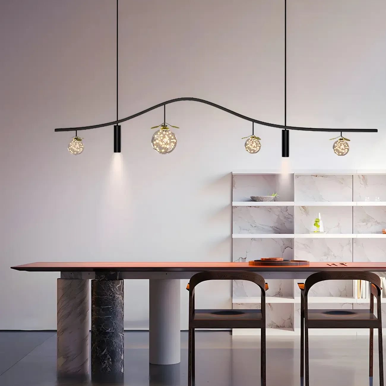 Suspension moderne et élégante à 6 lumières pour îlot de cuisine