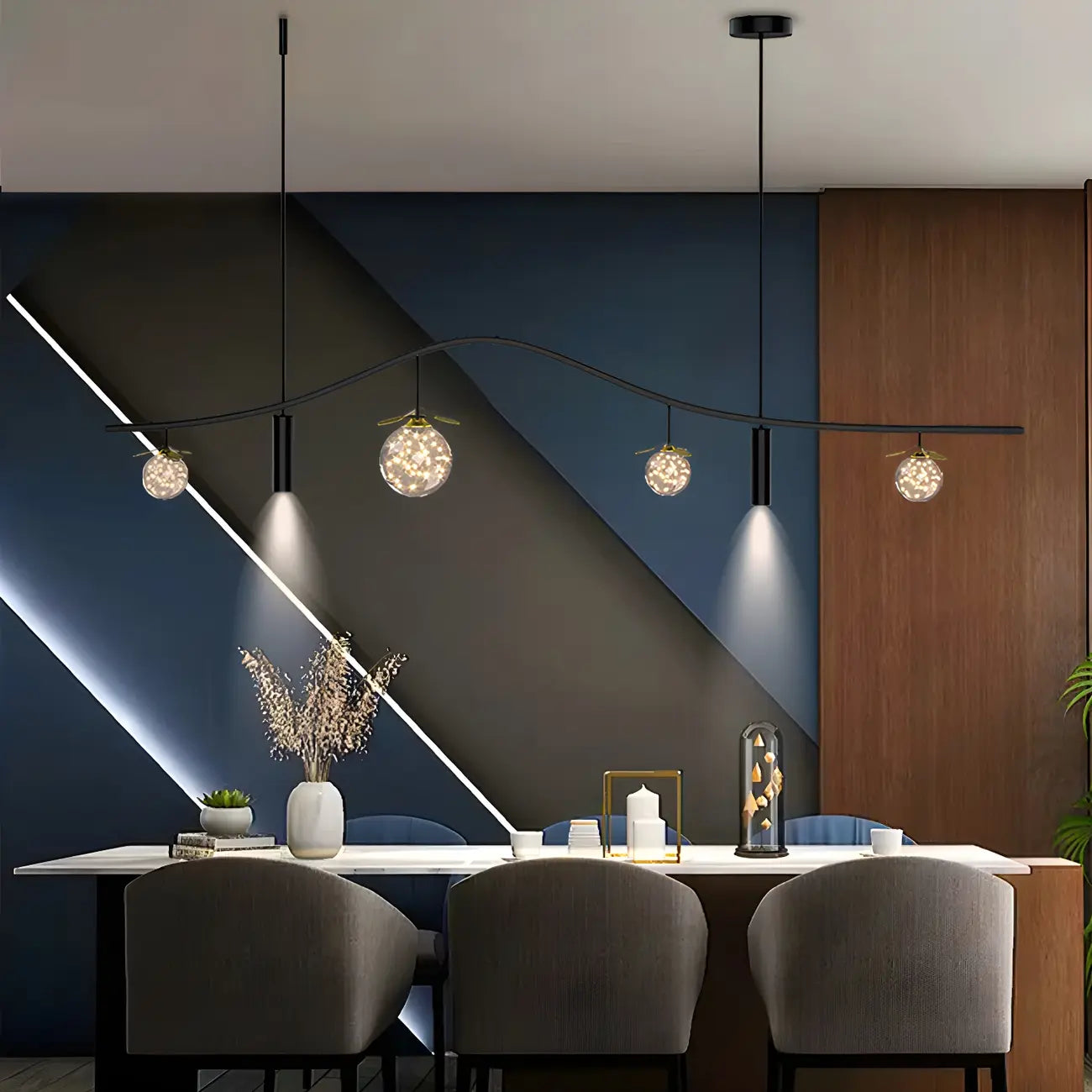 Suspension moderne et élégante à 6 lumières pour îlot de cuisine