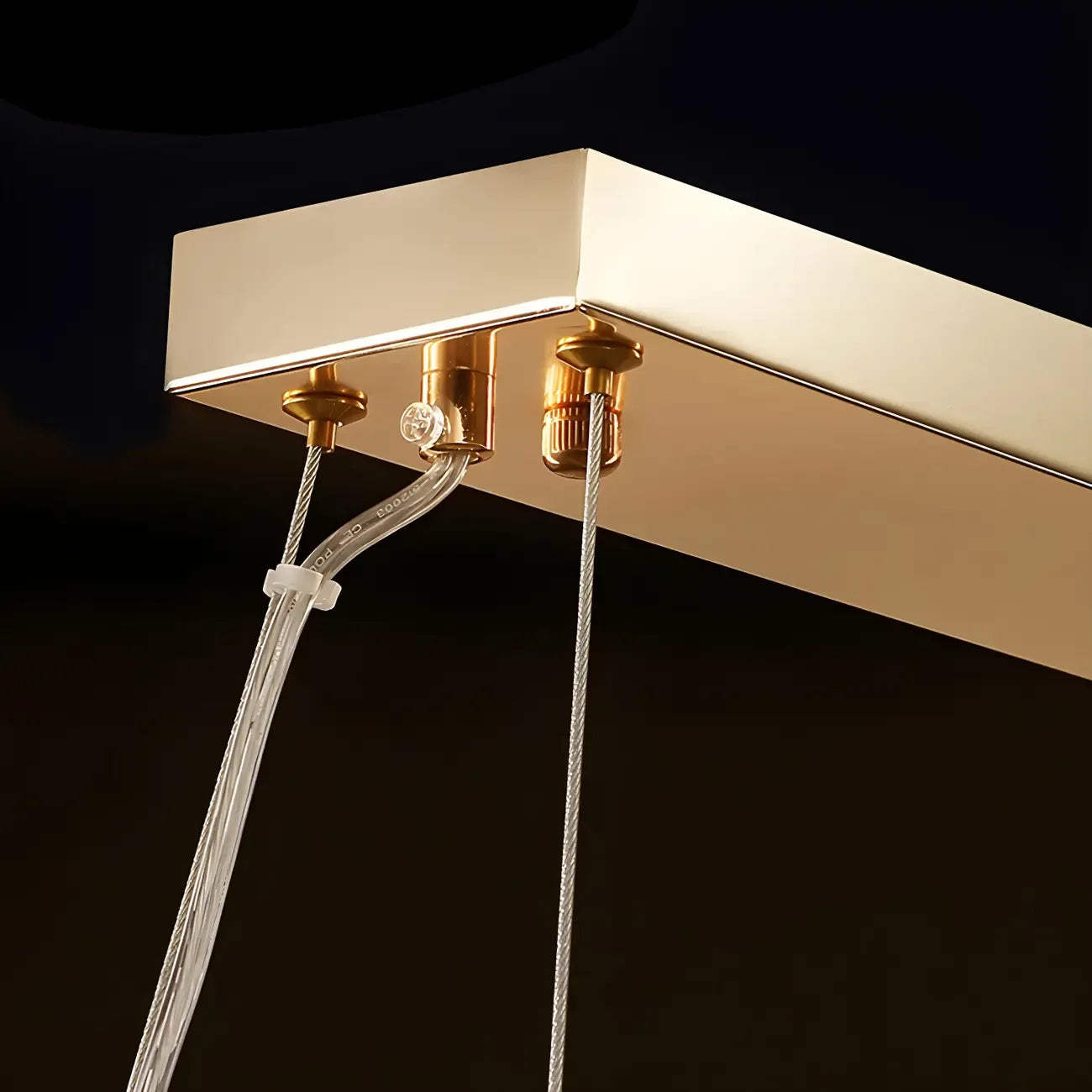 Suspension moderne à deux niveaux en cristal doré avec éclairage LED pour îlot de cuisine