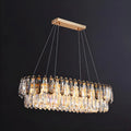 Suspension moderne à deux niveaux en cristal doré avec éclairage LED pour îlot de cuisine