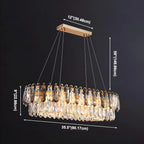 Suspension moderne à deux niveaux en cristal doré avec éclairage LED pour îlot de cuisine