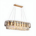 Suspension moderne à deux niveaux en cristal doré avec éclairage LED pour îlot de cuisine