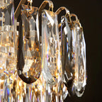 Suspension moderne à deux niveaux en cristal doré avec éclairage LED pour îlot de cuisine