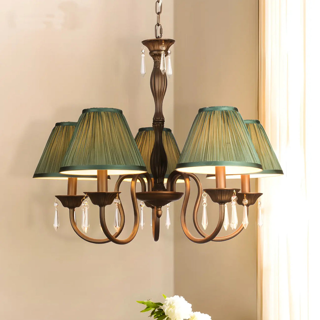 Lustre suspendu à 5 lumières réglables en cristal
