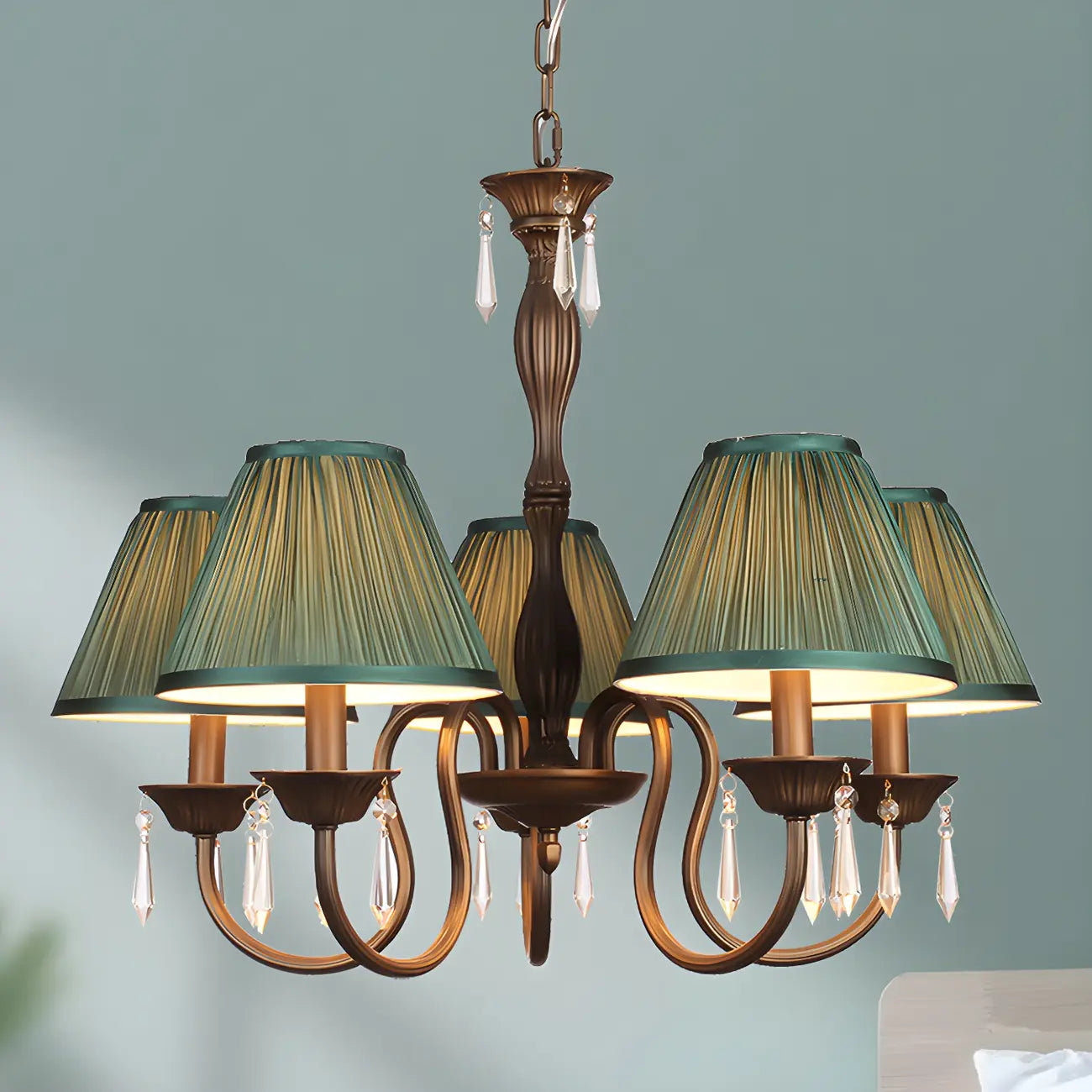 Lustre suspendu à 5 lumières réglables en cristal