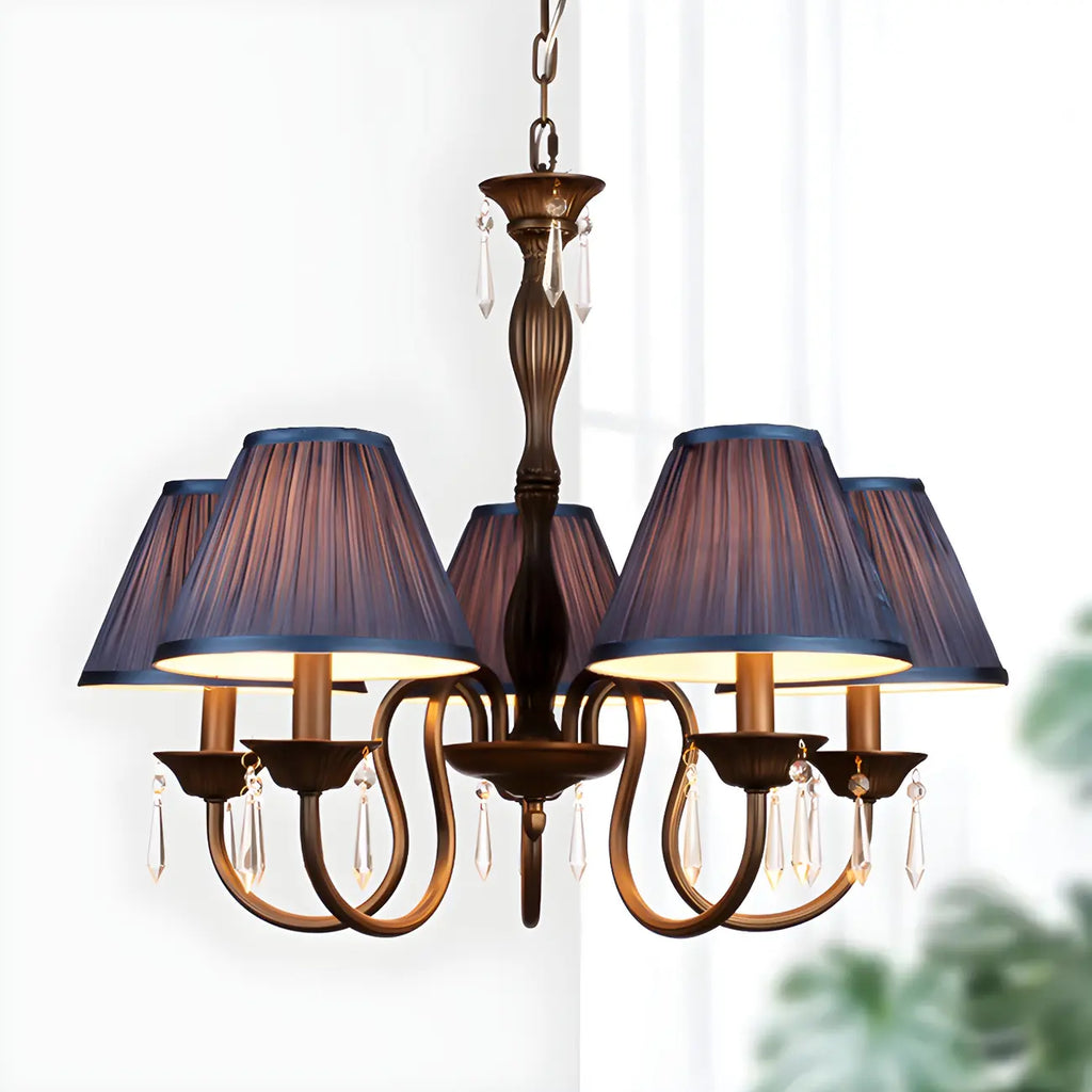 Lustre suspendu à 5 lumières réglables en cristal