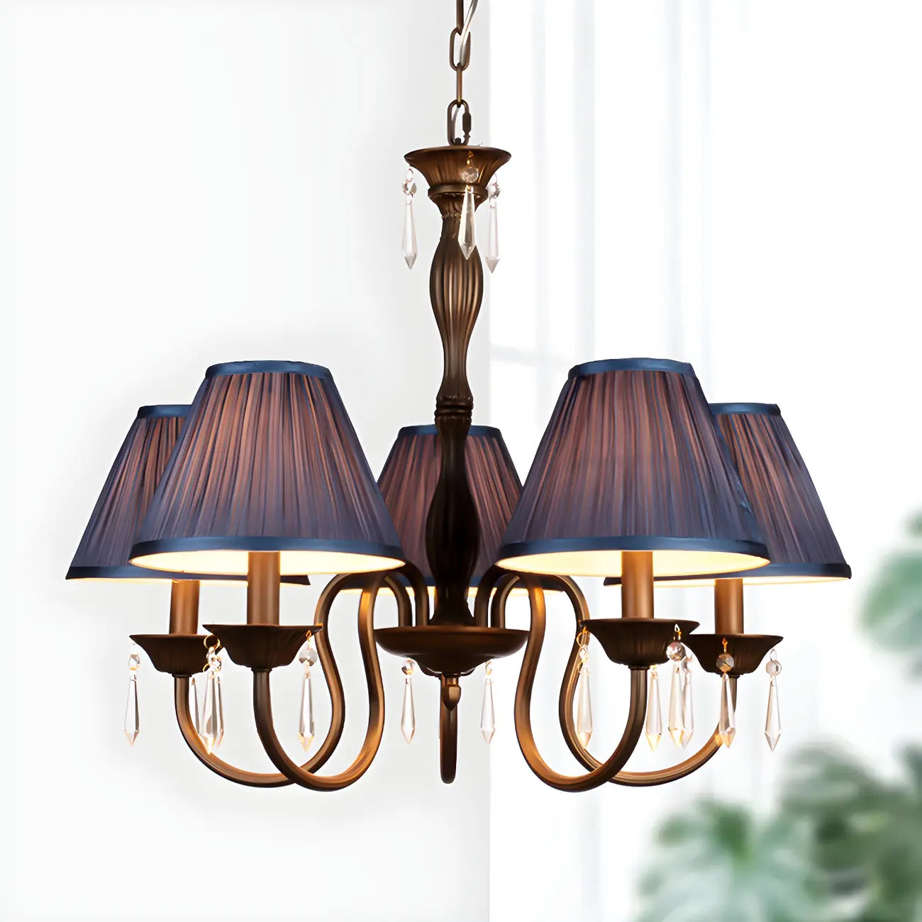 Lustre suspendu à 5 lumières réglables en cristal