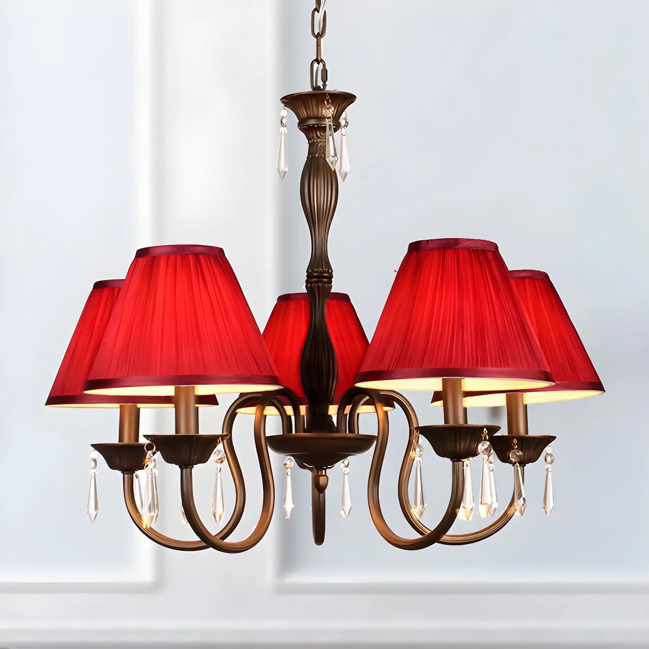 Lustre suspendu à 5 lumières réglables en cristal