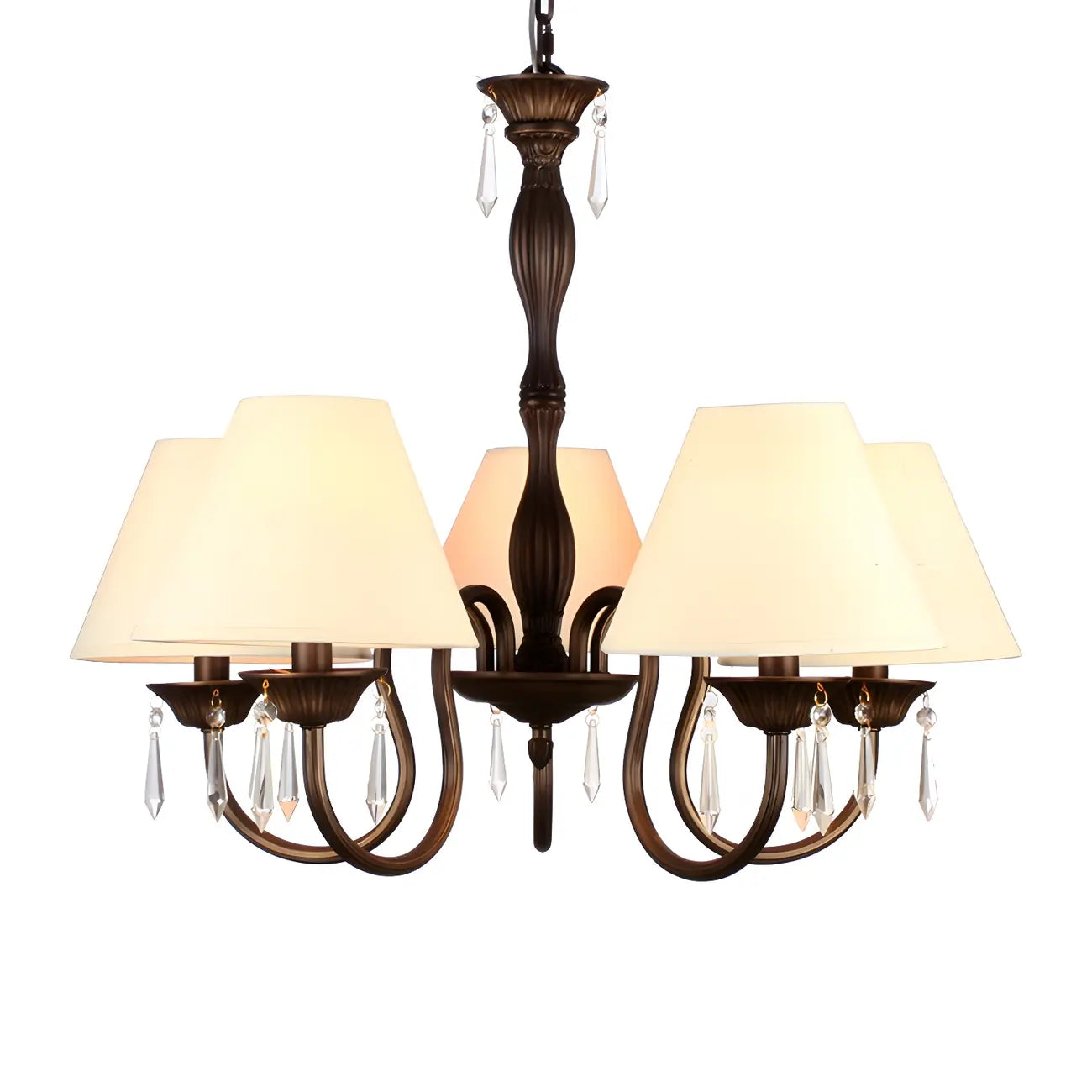 Lustre suspendu à 5 lumières réglables en cristal