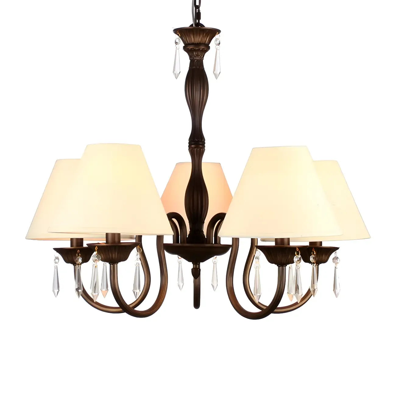 Lustre suspendu à 5 lumières réglables en cristal