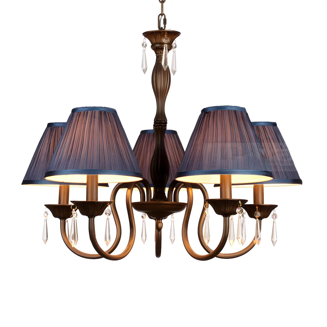 Lustre suspendu à 5 lumières réglables en cristal