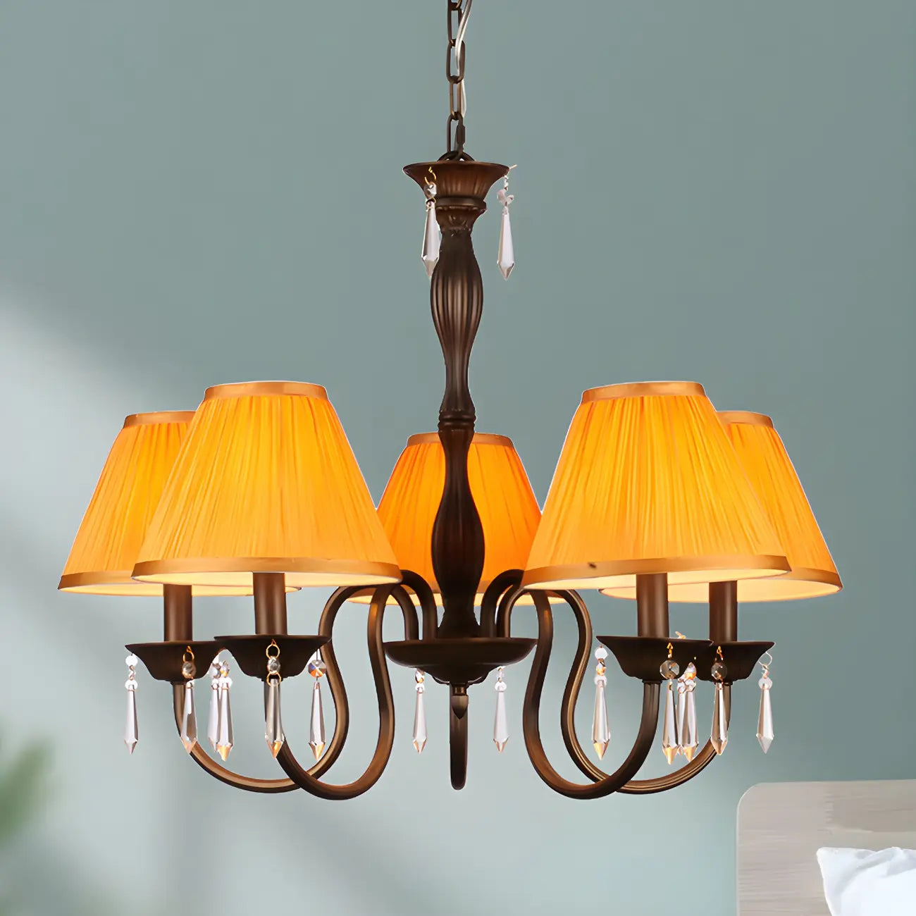Lustre suspendu à 5 lumières réglables en cristal