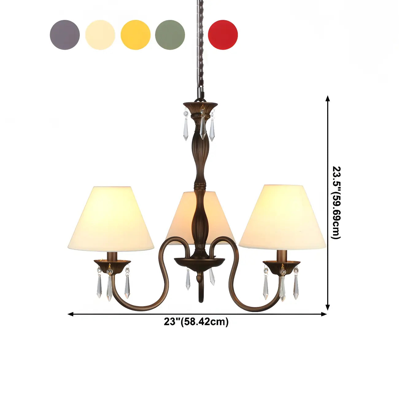 Lustre suspendu à 5 lumières réglables en cristal