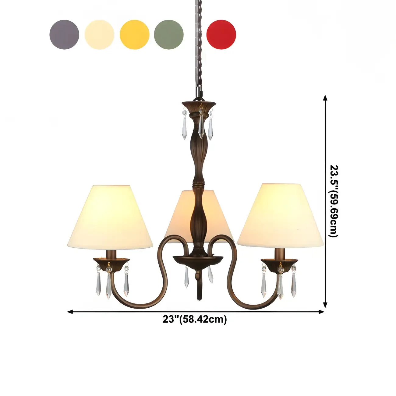 Lustre suspendu à 5 lumières réglables en cristal