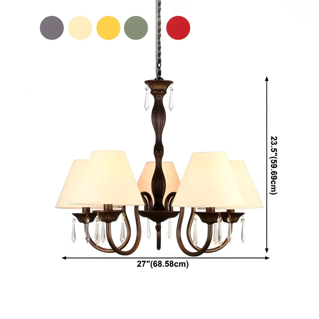 Lustre suspendu à 5 lumières réglables en cristal