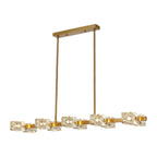 Lustre rectangulaire en cristal doré/noir réglable pour îlot central