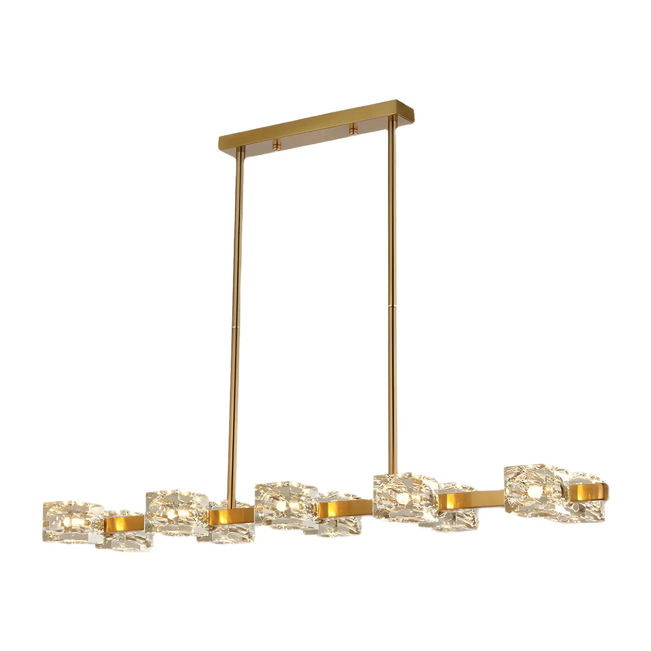 Lustre rectangulaire en cristal doré/noir réglable pour îlot central