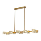 Lustre rectangulaire en cristal doré/noir réglable pour îlot central