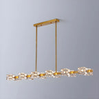 Lustre rectangulaire en cristal doré/noir réglable pour îlot central