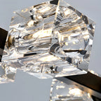 Lustre rectangulaire en cristal doré/noir réglable pour îlot central