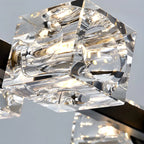 Lustre rectangulaire en cristal doré/noir réglable pour îlot central