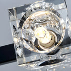 Lustre rectangulaire en cristal doré/noir réglable pour îlot central