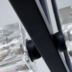 Lustre rectangulaire en cristal doré/noir réglable pour îlot central