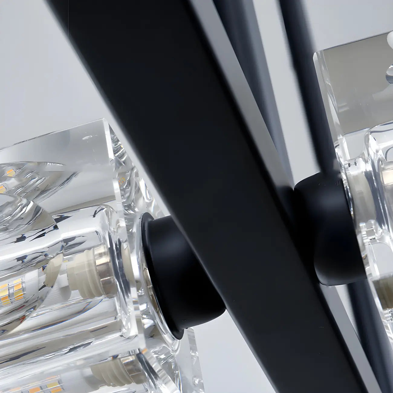 Lustre rectangulaire en cristal doré/noir réglable pour îlot central